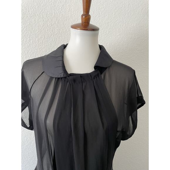 Cristina Gavioli Top  Blouse Tiered Ruffled Tie Front Black - Picture 2 of 16